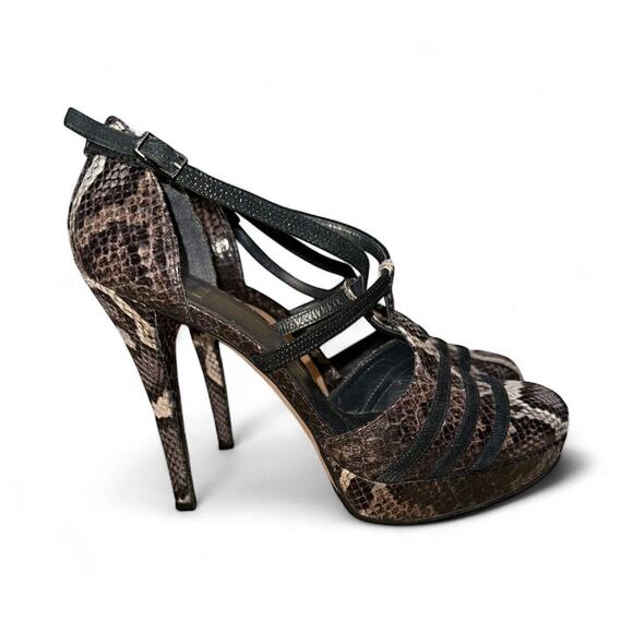 Stuart Weitzman Heritage Azur Reptile Leather Platform Pumps Heels Size 8.5 - Picture 3 of 11